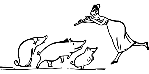 Edward Lear Drawing Woman Making the Pigs Dance