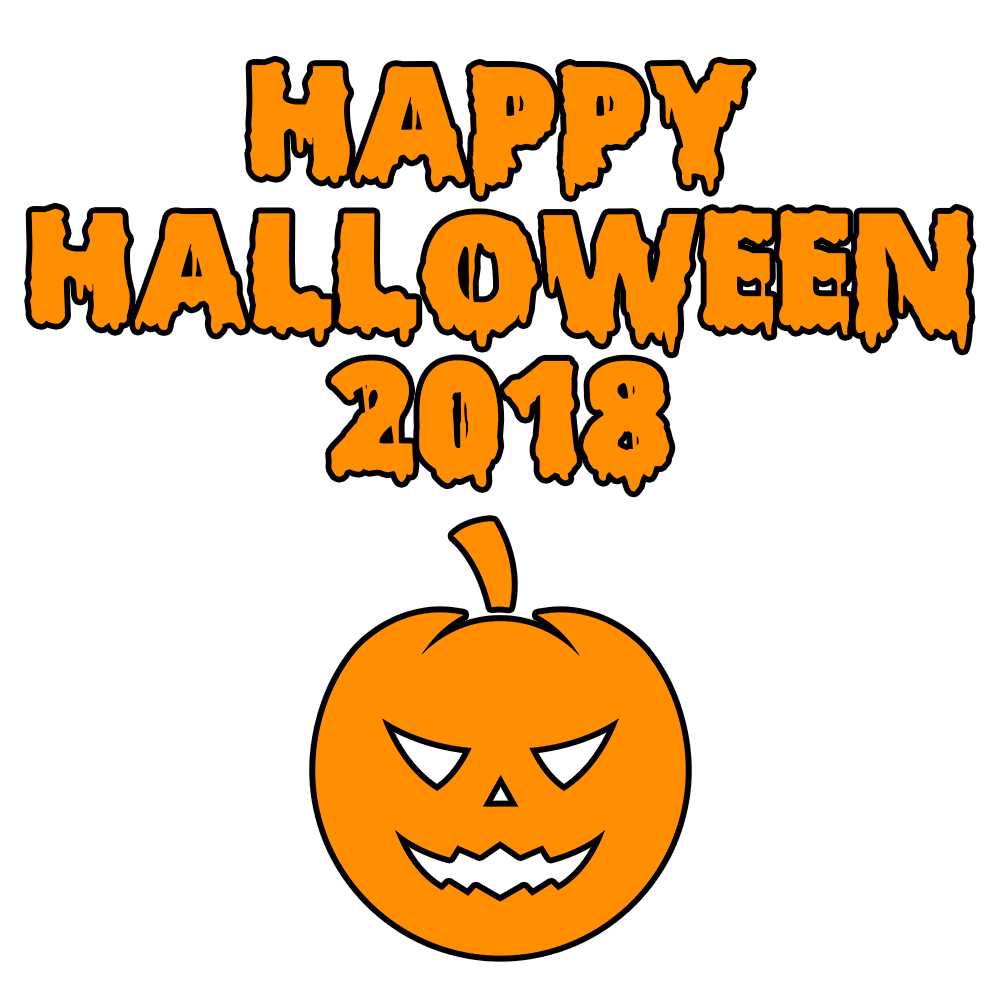Happy Halloween 2018 Scary Round Pumpkin Bloody Font