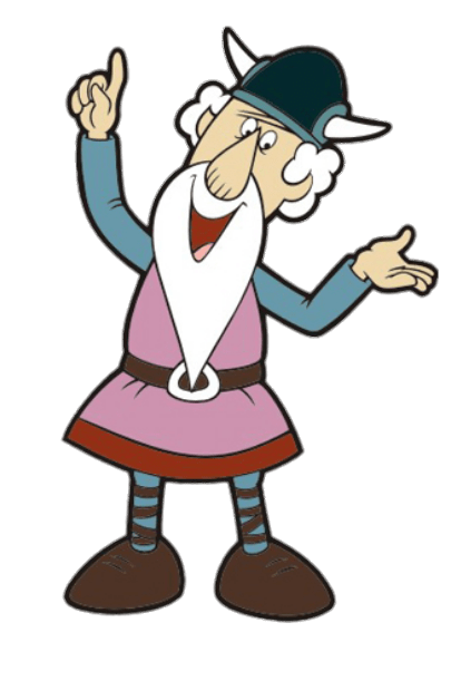 Vic the Viking Character Urobe the Druid Pointing To the Sky