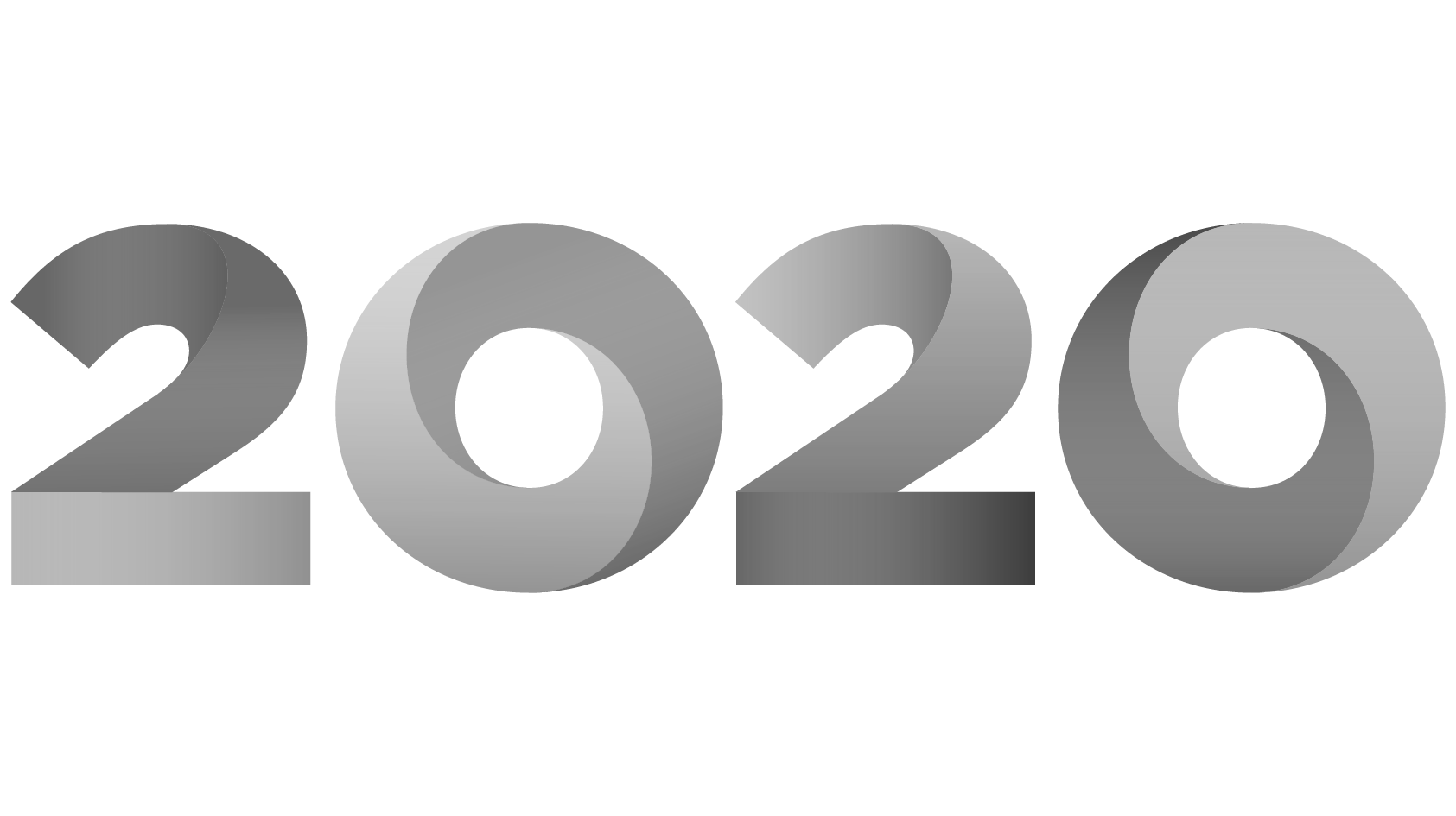 Happy New Year 2020 Grey Numbers