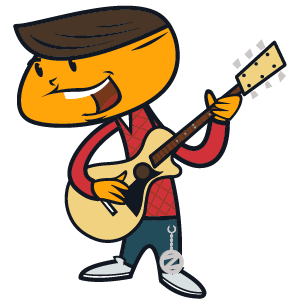 Cha-Ching Character Zul on His Guitar