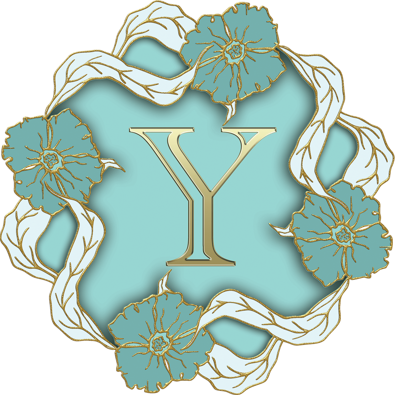 Flower Theme Capital Letter Y