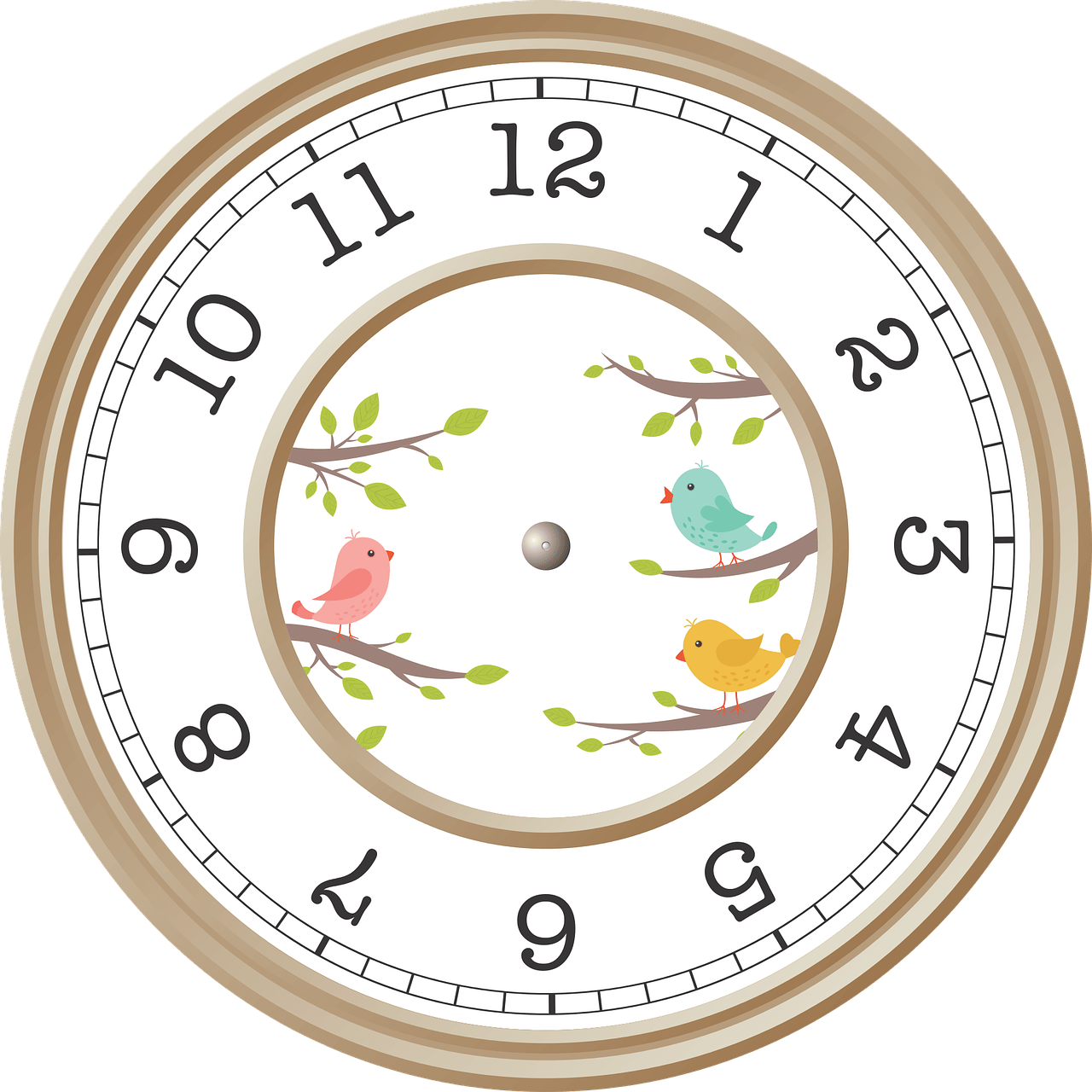 Clock With Birds on Twigs