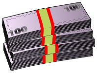 Four Wads of Dollar Bills