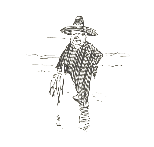 Mexican Man Holding Fish On the Beach