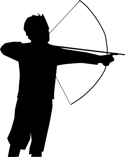 Silhouette of Man Holding Bow and Arrow
