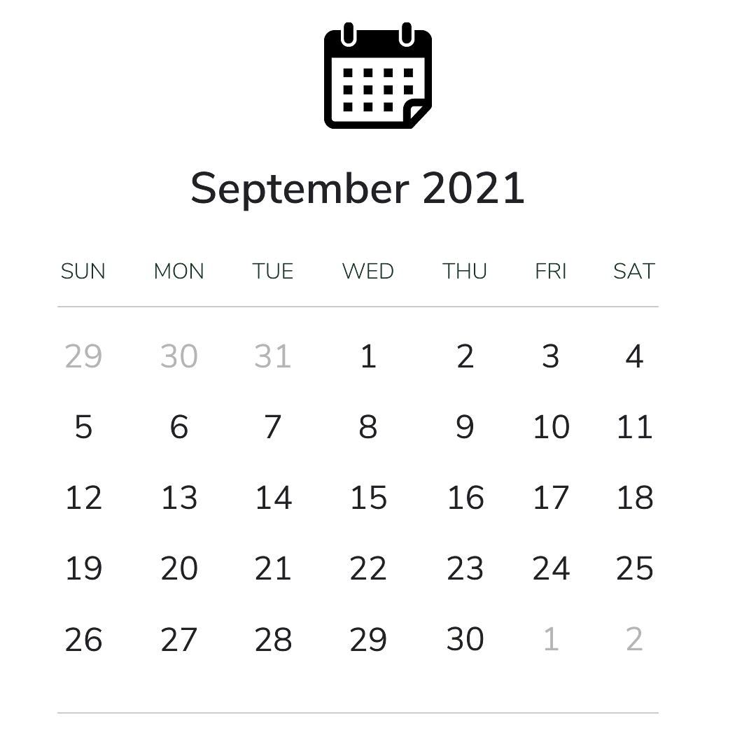 September 2021 Calendar