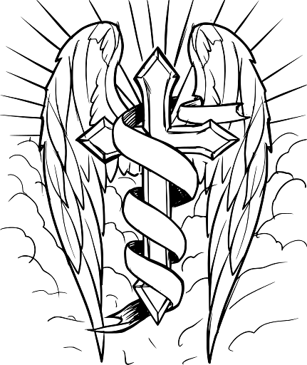 Holy Cross with Angel Wings