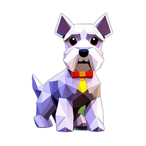 Schnauzer, Children'S Cartoon Animation Style - Full Body, Single View, No Shadow