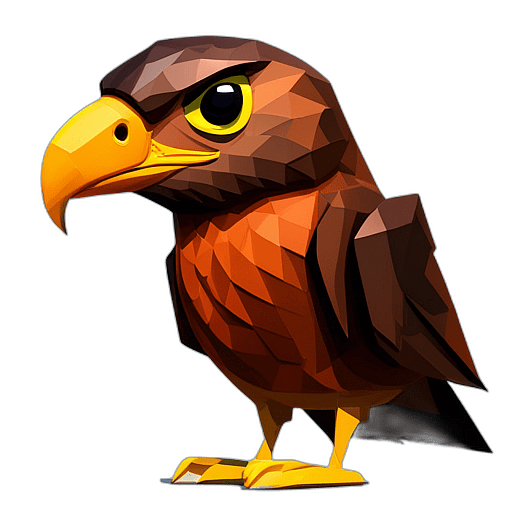 Hawk, Cartoon Character - In The Style Of Pixar, Single View, No Shadow