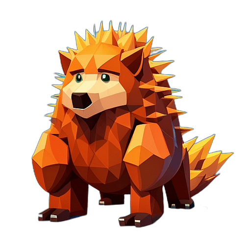 Porcupine, Cartoon Character - In The Style Of Pixar, Single View, No Shadow