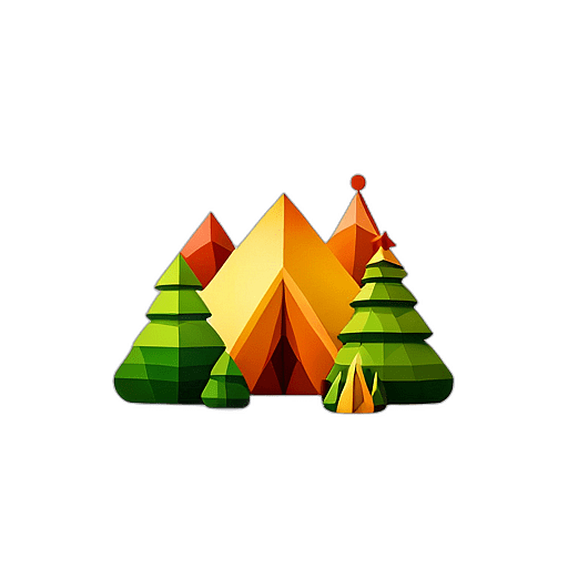Camping Gear Store, Minimalist App Icon - Circle Icon Bevel Border