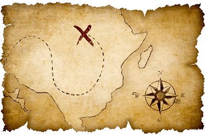Cross on Treasure Map